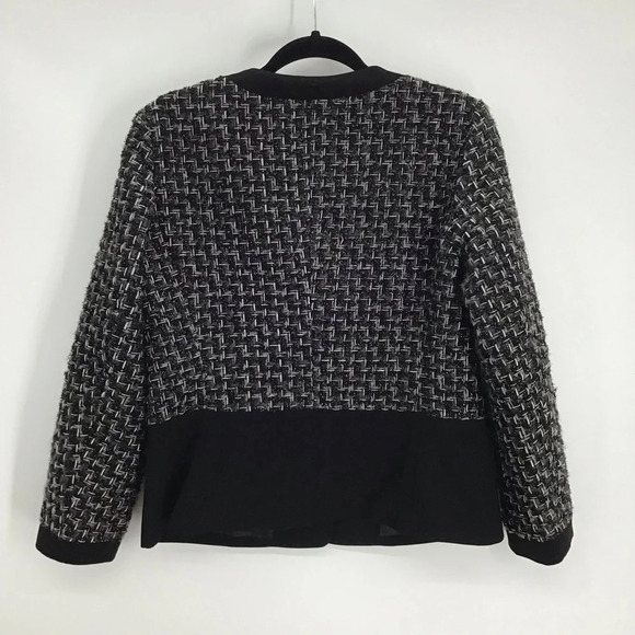 Peter Nygard Women’s Boucle Metallic Weave Blazer Career Black & Silver Size 10P - Picture 2 of 8